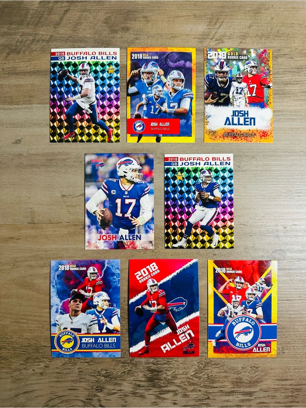 Josh Allen Rookie Lot of (8) Novelty Football Cards. Buffalo Bills.